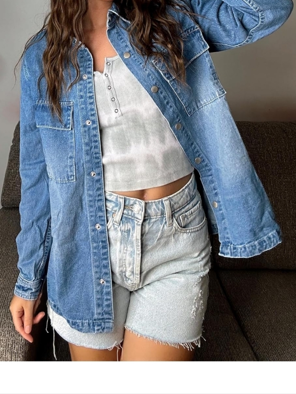 luvamia Jean Jackets for Women 2026 Fall Fashion Long Sleeves NWT Size S - Picture 4 of 10